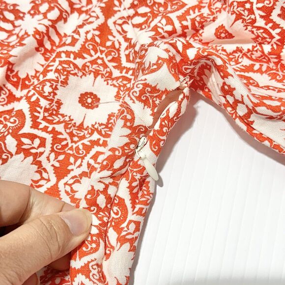 Boden Linen Halter Neck Cutout Column Dress Fire Orange White Size 2 NWT - Picture 9 of 16